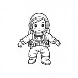 Happy Astronaut Floating in Zero Gravity Coloring Page